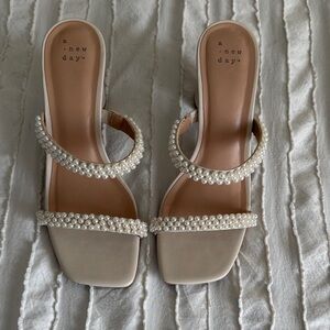 A New Day Women's Sandals with Pearl Accents - Cream
